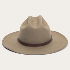 Casual Wide Brim Felt Hat For Ranch, Curved Brim Fur Felt Fedora For Ranch, Fur Felt Ranch Hat With Flat Crown, Country Style Hat With Flat Crown For Outdoor, Flat Brim Felt Hat For Ranch, Country Style Flat Crown Hat For Outdoor, Western Style Fur Felt Hat With Flat Crown, Fur Felt Brimmed Hat Bands For Country Events, Casual Felt Hat With Flat Crown For Rodeo