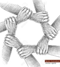 a group of hands holding each other in a circle