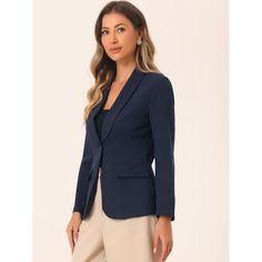 This Winter Shawl Lapel Work Blazer is designed for the modern working woman, featuring a sophisticated shawl lapel and long sleeves that exude professionalism and style in any office setting. A must-have option for the new season, add new styles to your wardrobe. Equipped with spacious pockets, this office jacket blazer offers practicality along with its elegant design. Store your essentials like keys or small personal items conveniently while on the go. With its classic design and neutral colo Tailored Career Blazer For Office, Tailored Blazer For Career, Office Lady Style, Tailored Office Lady Blazer For Career, Professional Notched Blazer For Work, Professional Single Button Blazer For Work, Tailored Professional Blazer For Work, Office Lady Blazer With Notch Lapel, Office Lady Blazer With Lapel Collar, Professional Notched Blazer For Office Wear