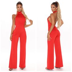 Nwt Fashion Nova Red Mock Neck Halter Open Back Jumpsuit -Halter Jumpsuit -Mock Neck -Backless -Wide Leg -Stretch Brand New With Tags! Red Jumpsuits And Rompers For Night Out, Red High Waist Jumpsuits And Rompers For Party, Elegant Red Stretch Jumpsuits And Rompers, High Waist Red Jumpsuits And Rompers For Night Out, Chic Red High Waist Jumpsuits And Rompers, Red Stretch Jumpsuit For Date Night, Red Bodysuit For Date Night, Elegant Red Backless Jumpsuit, Red High-waist Jumpsuit For Party