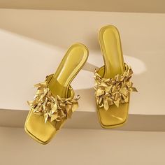 CHIKO Kally Open Toe Kitten Heels Slides Sandals feature Satin upper, leather lining, rubber sole. Heel height is approx. 2" (5 cm) The post CHIKO Kally Open Toe Kitten Heels Slides Sandals appeared first on Chiko Shoes. Gold Leather Sandals With Low Heel, High Heel Gold Sandals With Leather Sole, Yellow High Heel Mules For Party, Gold High Heel Sandals With Leather Sole, Leather Flat Heel Mules For Party, Gold Leather Mules For Spring, Gold Leather Mules With Padded Heel, Gold Leather Low Heel Mules, Gold Leather Mules With Low Heel