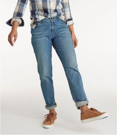 Women's Signature Organic Denim Boyfriend Jeans, Low-Rise Straight-Leg | Pants & Jeans at L.L.Bean Casual Straight Leg Jeans For Gatherings, Casual Dark Wash Bottoms With Cuffed Ankles, Relaxed Fit Denim Jeans With Rolled Hem, Relaxed Fit Denim Jeans With Cuffed Ankles, Relaxed Fit Jeans With Rolled Hem, Trendy Relaxed Fit Jeans With Rolled Hem, Relaxed Fit Cotton Jeans With Rolled Hem, Casual Denim Jeans With Cuffed Ankles, Casual Straight Leg Jeans With Rolled Hem