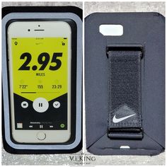 an iphone case with a running app on the front and in the back that is open