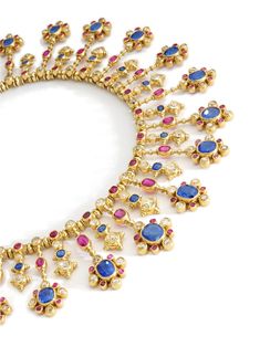 Attractive sapphire, ruby and diamond necklace, late 19th century | Vienna 1900: An Imperial and Royal Collection | 2023 | Sotheby's Ruby And Diamond Necklace, Chain Loop, Royal Jewels, Gemstone Jewellery, Parma, Pear Shaped, Vienna, Royal Family