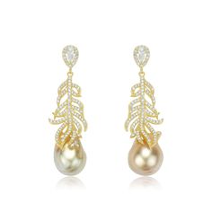 12-14mm Champagne Golden South Sea Baroque Pearl & Feather Earrings US
 #luxuryjewelry #GoldenPearls #LuxuryInPearls #loosepearls #classicpearls #GoldPearlStyle #pearllovers #GoldenPearlRadiance #modernjewelry #HighJewellery Double Strand Pearl Necklace, Rare Pearls, Pearl Strands Necklace, Color Champagne