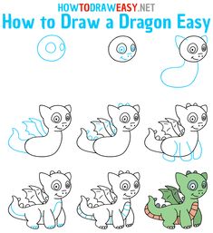 how to draw a dragon easy step by step instructions for kids and beginners with pictures