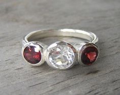 Pink Garnet Ring Radiant Cut Solitaire Gemstone by onegarnetgirl Garnet Ring Silver, Mothers Ring, January Birthstone Rings, 3 Stone Ring, Red Garnet Ring, Wax Carving, Ring Bezel, Gorgeous Ring, 3 Stone Rings