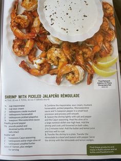 the shrimp with pickled jalapeno remoulade is served on a plate