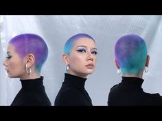 Gradient Hair Color, Dyed Pixie Cut, Buzzed Hair Women, Buzz Cut Women, Gradient Hair