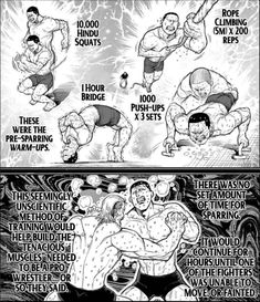 Baki Workout Manga, Kengan Ashura Workout, Baki Training Manga, Street Fighter Workout, Manga Martial Arts, Baki Hanma Training, Kengan Ashura Art, Manga Training, Anime Training