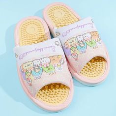 Always keep your feet comfy even when indoors by wearing these super cute slippers! Each slip-on has a kawaii print of the Sumikko Gurashi characters dressed as springtime rabbits! This light pink pair also has unique studded surfaces that massage and encourage blood circulation on your feet. Features a studded inner s Spring Bunnies, Kawaii Backpack, Besties Forever, Sumikko Gurashi, Cute Slippers, Cute Home Decor, Cute Creatures, Blood Circulation, School Backpacks