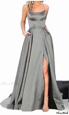 Olivia Mark - Bridesmaid Long Off-Shoulder Dress for Bridesmaid Team Evening Gown Blue Velvet Evening Dress, Satin Prom Dress Long, Off Shoulder Long Dress, Satin Ball Gown, Prom Dresses With Pockets, Evening Party Gowns, Prom Dresses Sleeveless, Grey Maxi Dress, Black Prom