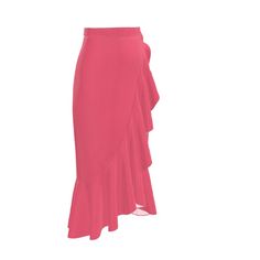 A soft, demure shade of pinkish-red. Designer Skirt with Flounce Designer Skirt with Flounce 100% poly crepe fabric Wrap flounced skirt Belt tie at the waist Button hole for the belt Handmade to order Wash at 86°F, low tumble dry heat, hang to dry, do not wring, low heat iron. .store-productpage__carelabel{font-size: 1em;} .store-productpage__carelabel ul {width:100%;float:left;position:relative;list-style:none;} .store-productpage__carelabel ul li {width:60px;float:left;margin-right:10px;list-s Pink Midi Skirt For Evening, Feminine Ruffled Evening Skirt, Elegant Flowy Pink Skirt, Chic Ruffled Wrap Skirt For Party, Elegant Fitted Pink Draped Skirt, Chic Pink Stretch Maxi Skirt, Solid Long Skirt With Ruffles, Pink Tiered Ruffle Maxi Skirt, Elegant Pink Flared Skirt