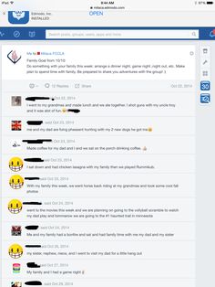 the facebook page is filled with different emoticions and text, including one that says