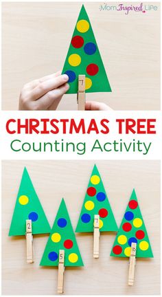 christmas tree counting activity for kids to practice counting