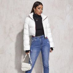 Layer Up In Style With This Must-Have Puffer Jacket. Featuring A White Material With A Cropped Boyfriend Fit And A Zip Fastening, We Are Totally Obsessing Over This Style. Tags: White Puffer Jacket, Puffer Jacket, Puffer Coat, White Puffer Coat Trendy White Cropped Jacket For Fall, Trendy White Outerwear For Fall, Trendy White Puffer Jacket With Pockets, Trendy White Hooded Puffer Jacket, Trendy White Long Sleeve Outerwear, Casual White Puffer Jacket For Winter, Fitted White Puffer Jacket For Winter, Fitted White Puffer Outerwear, Trendy White Winter Outerwear