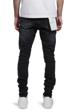 Stretch-kissed denim means desirable flex in these black-wash jeans cut in a skinny fit. 31" inseam; 6" leg opening; 10" front rise; 12" back rise (size 31) 98% cotton, 2% Lycra® spandex Machine wash, line dry Imported Asian Owned/Founded