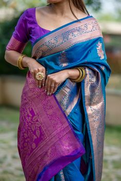 Saree Fabric : Banarasi Silk Saree Color :Sapphire Blue Saree Length : 5.5 Meter Blouse Length : 0.8 Meter Saree Work : All Zari Work Saree Border : Zari Woven Border All Over Wash : Dry Clean Blue Banarasi Silk Saree, Blue Banarasi Silk Pre-draped Saree With Unstitched Blouse, Blue Banarasi Silk Traditional Pre-draped Saree, Blue Banarasi Silk Saree With Border, Blue Handloom Banarasi Silk Pre-draped Saree, Blue Saree, Saree Border, Work Sarees, Saree Dress