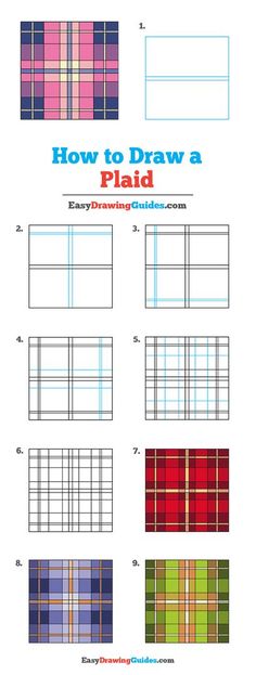 how to draw a plaid pattern with different colors and patterns on the bottom half of it