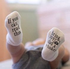 Please see photos to choose if you would like the writing to read correct when the child is laying on their tummy or their back. These adorable socks make the perfect baby shower gift for the hard working, whiskey loving dad in your life! Available in 0-6 month, 6-18 month size, or 18-36 month size. Want a different saying on your socks? Request a custom order today! Machine wash in cold water, do not bleach, hang to dry or tumble dry on low. Item will ship 3-5 business days after order is place Infant Socks, Unisex Baby Shower, Whiskey Gifts, Tired Mom, 6 Month Baby, Perfect Baby Shower Gift, New Dads, Baby Socks, Baby Boutique