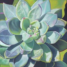 a painting of a green plant with leaves