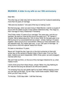 a letter written to someone about their anniversary