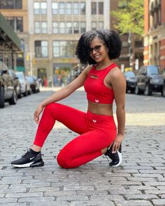 Red Yoga Set. Yoga Wear. Leggings Red Stretch Activewear Sportswear, Red Stretch Cotton Activewear, Compressive Breathable Red Activewear, Red Compressive Breathable Activewear, Compressive Red Activewear, Scarlet