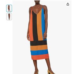 Product Details Fabric Type: 100% Tencel Lyocell Care Instructions: Dry Clean Only Closure Type: No Closure Approximately 46” Long. Pit To Pit Approximately 18”. About This Item Hand Woven In India Strap Extension For Adjustability Chic Orange Color Block Dress, Multicolor Color Block Midi Dress For The Beach, Orange Color Block V-neck Dress, Orange V-neck Color Block Dress, Beach Midi Dress With Color Block, Mara Hoffman, Dry Clean Only, Blue Orange, Hand Woven