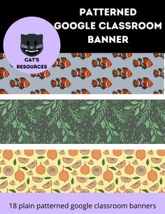 three different patterns with the text patterned google classroom bannerr on top and bottom