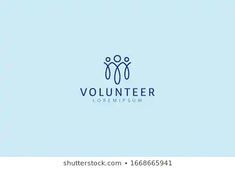 the logo for volunteer with two people holding hands and standing in front of each other