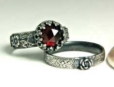 Story Clothes, Mothers Rings, Gothic Wedding Rings, Garnet Wedding, Skull Wedding Ring, Gothic Engagement Ring, Skull Engagement Ring, Red Gemstone Ring, Neil Lane