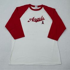 a baseball shirt with the word angels on it