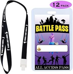 a lanyard with an id badge and lanyard strap for the game battle pass