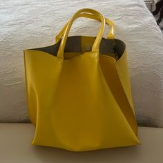 Yellow Mark And Graham Yellow Leather Purse Yellow Shoulder Bag With Leather Handles, Yellow Handheld Bags With Handles, Yellow Shoulder Bag With Top Carry Handle For On-the-go, Yellow Bags With Top Carry Handle For On-the-go, Yellow Bags With Leather Handles For On-the-go, Mark And Graham, Yellow Leather, Leather Purses, Bag Lady