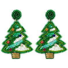 Handmade beaded Christmas tree earrings Green Beaded Earrings For Christmas, Green Beaded Earrings For Christmas Party, Green Beaded Earrings For Holidays, Beaded Christmas Tree Earrings, Beaded Christmas Tree, Giveaway Gifts, Earring Storage, Tree Earrings, Holiday Earrings