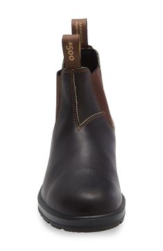 A heat-resistant, oil-resistant sole grounds a sleek Chelsea boot crafted from durable leather and equipped with an SPS x-tra shock-absorbing footbed. Style Name:Blundstone Footwear Chelsea Boot (Unisex). Style Number: 574254_3. Brown Slip-resistant Slip-on Boots, Brown Slip-on Slip-resistant Boots, Slip-on Slip-resistant Brown Boots, Rugged Slip-on Waterproof Boots With Reinforced Heel, Chelsea Boots Men, Chelsea Boot, Unisex Style, Biker Boot, Boots Men