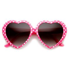 Womens Oversized Polk-Dot Heart Shaped Sunglasses Playful Heart-shaped Sunglasses With Uv Protection, Playful Heart-shaped Sunglasses With Gradient Lenses, Fun Summer Sunglasses With Heart Print, Fun Heart Print Sunglasses For Beach, Cute Heart Print Sunglasses For Valentine's Day, Fun Heart-shaped Sunglasses With Heart Print, Fun Heart Print Sunglasses For Valentine's Day, Playful Heart-shaped Sunglasses For Beach, Heart-shaped Sunglasses With Heart Print