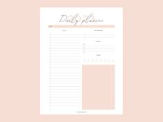 the daily planner is shown on a pink background