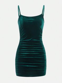 Verde Oscuro Casual Collar sin mangas Terciopelo Liso Tirantes Embellished Elástico Ligero Slytherin Dresses, Casual Church Outfits Summer, Dinner Outfits Summer, Nyc Outfits Summer, Summer Work Outfits Office, Velvet Cami Dress, Short Green Dress, Bar Outfits, Dama Dresses