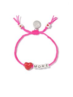 LOVE MORE BRACELET BRACELET - Venessa Arizaga Kandi Bracelets, Cord Jewelry, Diy Perler Beads, Bead Loom Patterns, Handmade Beaded Jewelry, Love More, Upcycled Jewelry, Cute Bracelets, Pony Beads