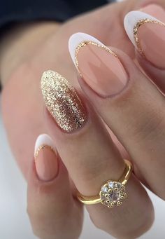 Engagement Nails, Golden Nails, Simple Gel Nails, Makijaż Smokey Eye, Bridal Nails, Fall Nail, Best Acrylic Nails, Gold Nails