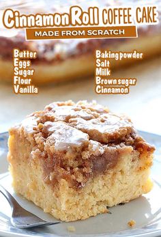 cinnamon roll coffee cake made from scratch on a plate