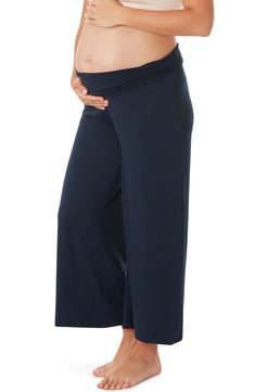 A high wide waistband supports your bump and postpartum figure in these supersoft ankle pants finished with breezy legs. 96% lyocell, 4% elastane Machine wash, dry flat Imported Versatile Yoga Pants With Elastic Waistband For Relaxation, Versatile Loungewear Yoga Pants With Wide Waistband, Wide Leg Stretch Bottoms For Relaxation, Stretch Wide Leg Bottoms For Relaxation, Stretch Wide-leg Bottoms For Relaxation, Versatile Yoga Pants With Wide Waistband For Loungewear, Versatile Solid Bottoms For Relaxation, Versatile Relaxed Fit Elastane Yoga Pants, Relaxed Fit Yoga Pants With Wide Waistband