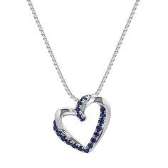 Traditional Blue Sapphire Heart Pendant (20 in) | Shane Co. Heart-shaped Sapphire Birthstone Jewelry, Silver Sapphire Necklace With Heart Cut, Heart Cut Sapphire Necklaces, Valentine's Day Sapphire Necklace Gift, Valentine's Day Gift Sapphire Necklace, Sapphire Heart Pendant With Heart Charm, Heart Shaped Sapphire Jewelry Gift, Heart Cut Sapphire Necklace Gift, Heart Cut Sapphire Necklace As Gift