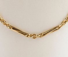 "True antique chains are hard to come by and this one in solid 9k yellow gold is 25\" in length. It is definitely unisex, and in great shape, coming to us from the late 1800's! Stunning. Antique Chain - Antique Victorian Solid 9k Yellow Gold 25\" Chain Late 1800's 9k Yellow Gold Chain measures approximately 25\" long. Please read our shop policies prior to purchase. Thanks for looking and contact us with any questions." Victorian 14k Gold Chain Jewelry, Victorian 14k Gold Jewelry With Chain Detail, Victorian Yellow Gold Necklace With Curb Chain, Antique Hallmarked Gold Chain Necklace, Antique Yellow Gold Chain Link Necklace, Chain Types, Meridian Idaho, Vintage Chain, Yellow Gold Chain