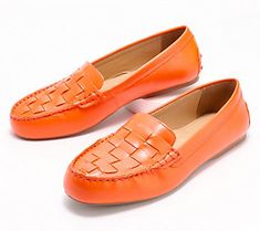 A must-have option for your casual collection, these driving mocs make a memorable style statement with a woven front. From Dune London. Driving Mocs, Dune London, Leather Weaving, Ladies Of London, Orange Leather, Style Statement, New Shoes, Leather Women, Fashion Shoes