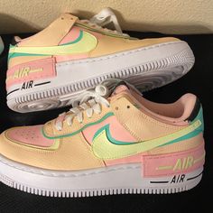 Like Brand New Multi Colored Nike Air Force 1s Pink Leather Nike Air Force 1 Casual Shoes, Spring Nike Air Force 1 Sports Shoes, Spring Nike Air Force 1 For Sports, Nike Air Force 1 For Spring Sports, Nike Air Force 1 For Sports, Trendy Nike Custom Sneakers With Round Toe, Pink Nike Air Force 1 With Synthetic Material, Pink Nike Air Force 1 With Round Toe, Spring Nike Custom Multicolor Sneakers