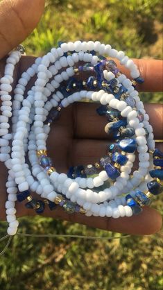 I love making intentional jewelry. I know this set will help bring a spark back in someone's life. Don't forget to use the affirmation. Go back to it as. Any times as you need. This waist bead is made with white glass seed beads and glass iridescent glass beads and Lapis Lazuli genuine chip beads and it is great to use during meditation and for balancing throat or 3rd eye chakra. This is made with durable but strong stretch cord. Waist beads made with stretch cord are removable and can be used t Waist Beads Ideas, Waist Beads With Crystals, Bead Business, Spiritual Shop, Belly Beads, 3rd Eye Chakra, Bin Bin, Waist Jewelry, Turtle Charm