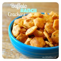 buffalo ranch crackers in a blue bowl