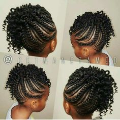 Lovely style with alternating size braids Crochet Braids For Kids, Flat Twists, Black Wedding Hairstyles, Kid Styles